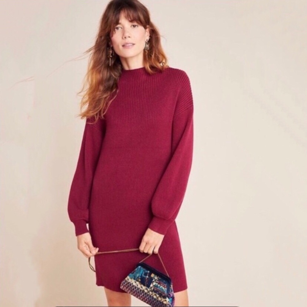 Anthropologie M Alder Mock Neck Sweater Dress NWT